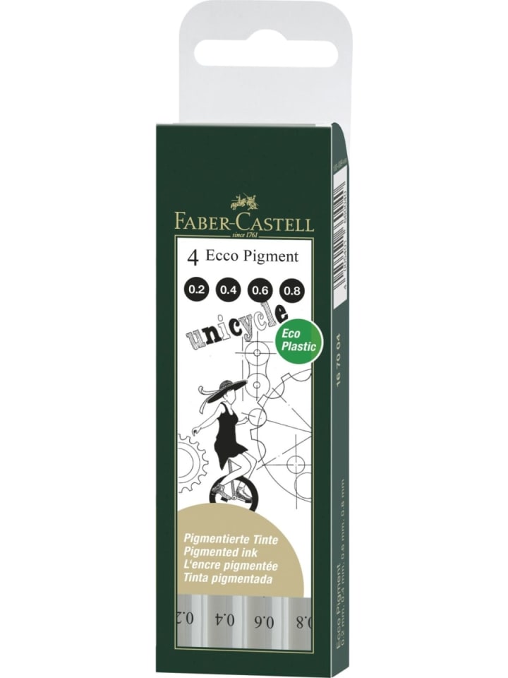 Tintenfeinschreiber Ecco-Pigment 0,2/0,4/0,6/0,8 schwarz Packung mit ...