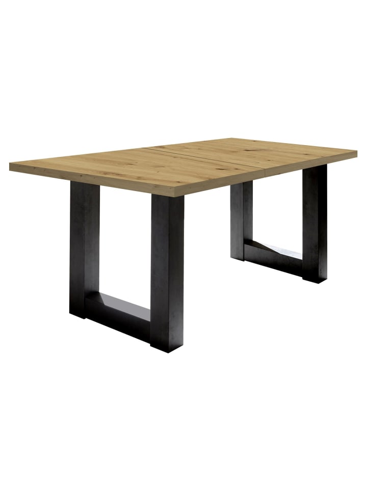 ESSTISCH ausziehbar Eila 7 140 x 90 x 75 Esszimmertisch Schwarzstahl/Asteiche