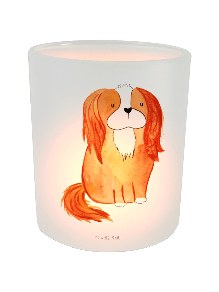 Teelicht Glas Hund Cavalier King Charles Spanie... in Transparent