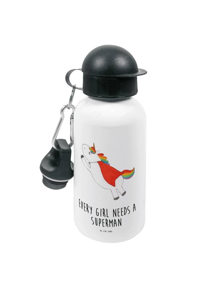 Trinkflasche Einhorn Super mit Spruch in Weiß