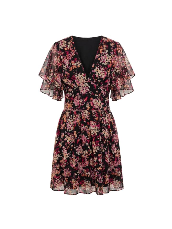 Schwarz Polyester Damen Kleid
