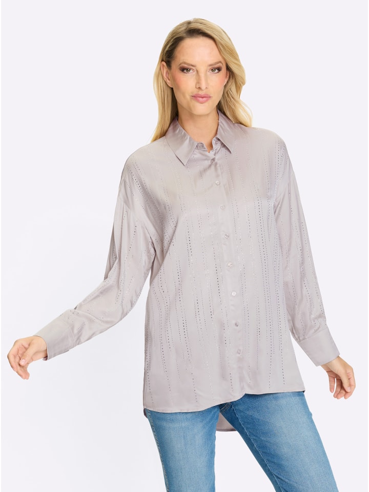 Longbluse in hellgrau