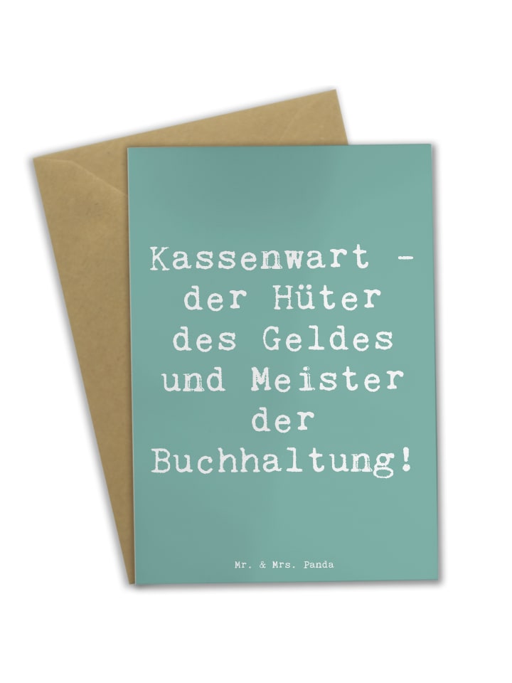 Glückwunschkarte Spruch Kassenwart Meister mit ... in Meeresbrise