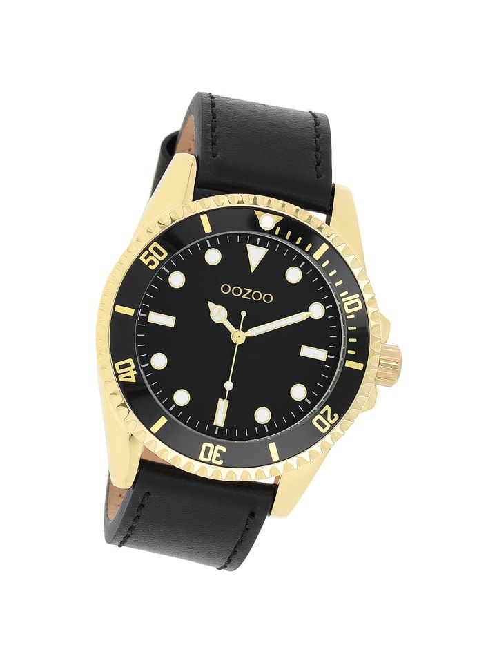 Analog-Armbanduhr Oozoo Timepieces schwarz groß (ca. 44mm)