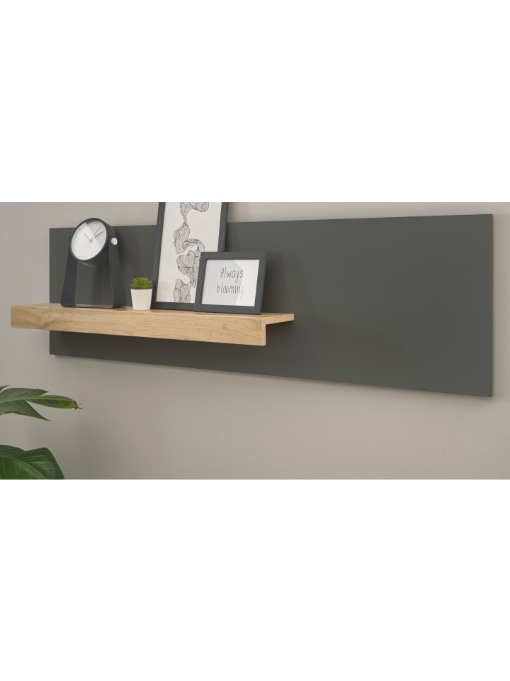 Wandregal grau matt, Eiche Wotan 140 cm, Aktenregal für Homeoffice und Büro