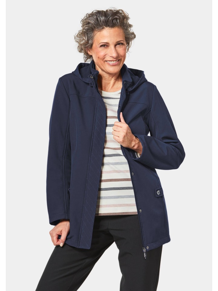Wasserabweisende Softshelljacke mit Kapuze in marine