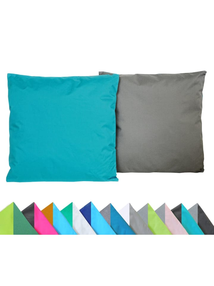2er Set Outdoor Wende Kissenhülle 45x45cm in Petrol/Anthrazit