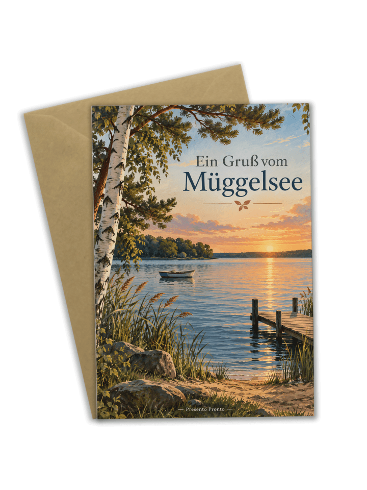 Grußkarte See friedlich Design mit Spruch in Weiß