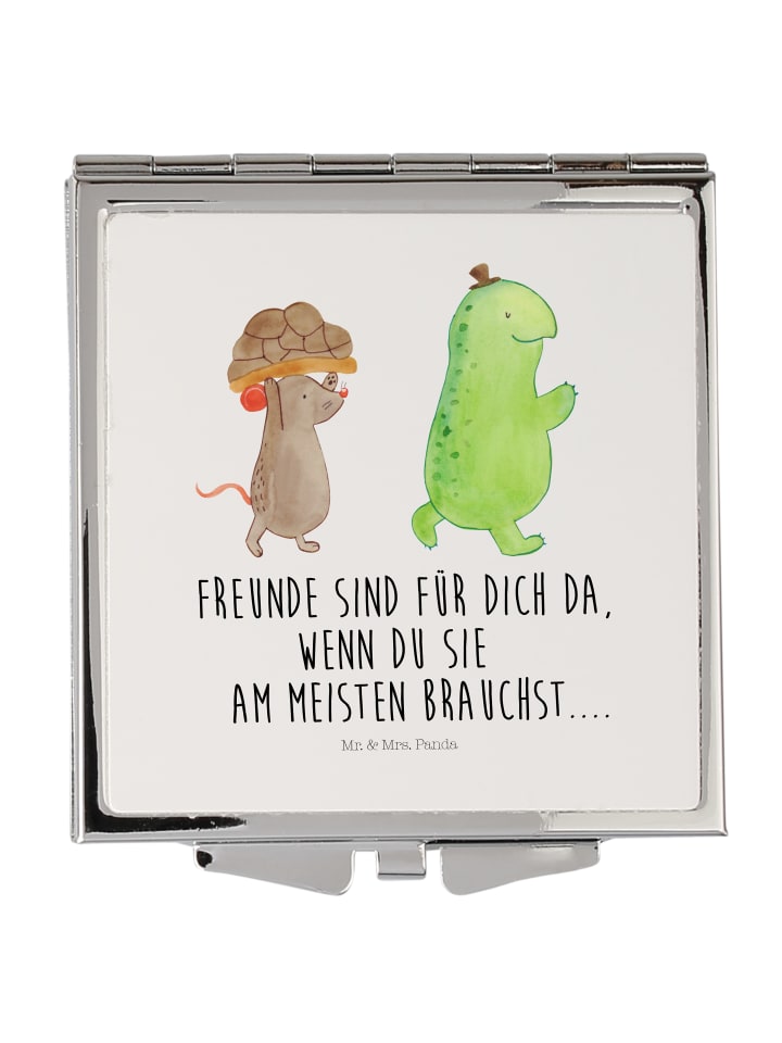 Taschenspiegel Schildkröte Maus mit Spruch in Weiß