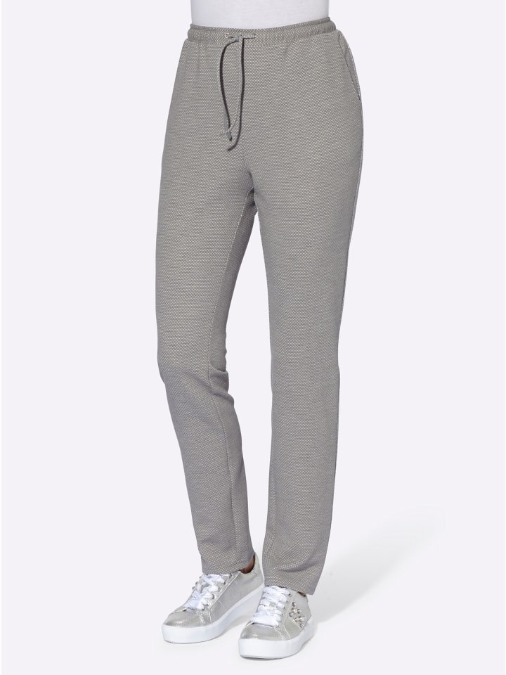 Jersey-Hose in steingrau-gemustert
