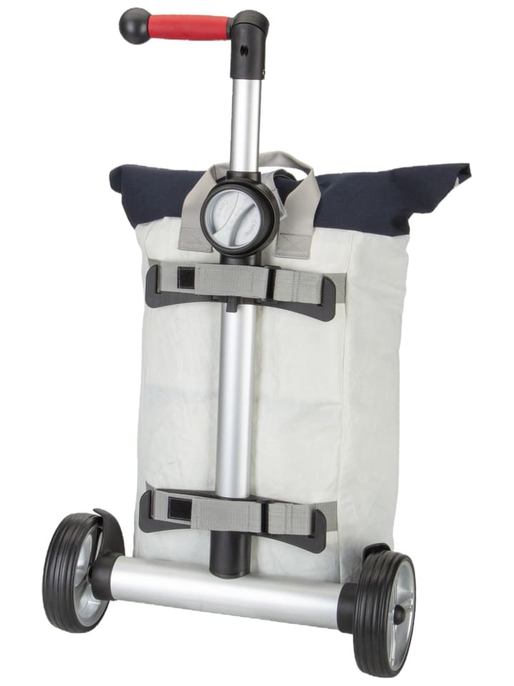 Einkaufstasche Steg in Weiss/Navy/Zahl 5 Rot