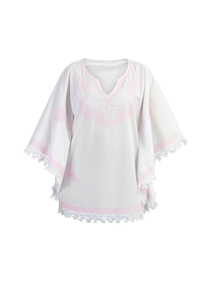 Women Poncho in Weiss Pink