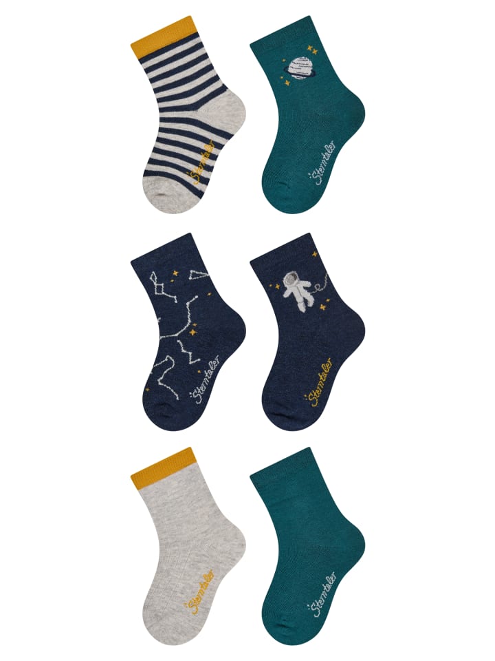 Socken 6er-Pack Ringel in silber mel.