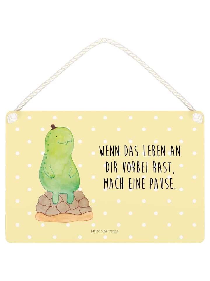 Schild Schildkröte Pause mit Spruch in Gelb Pastell