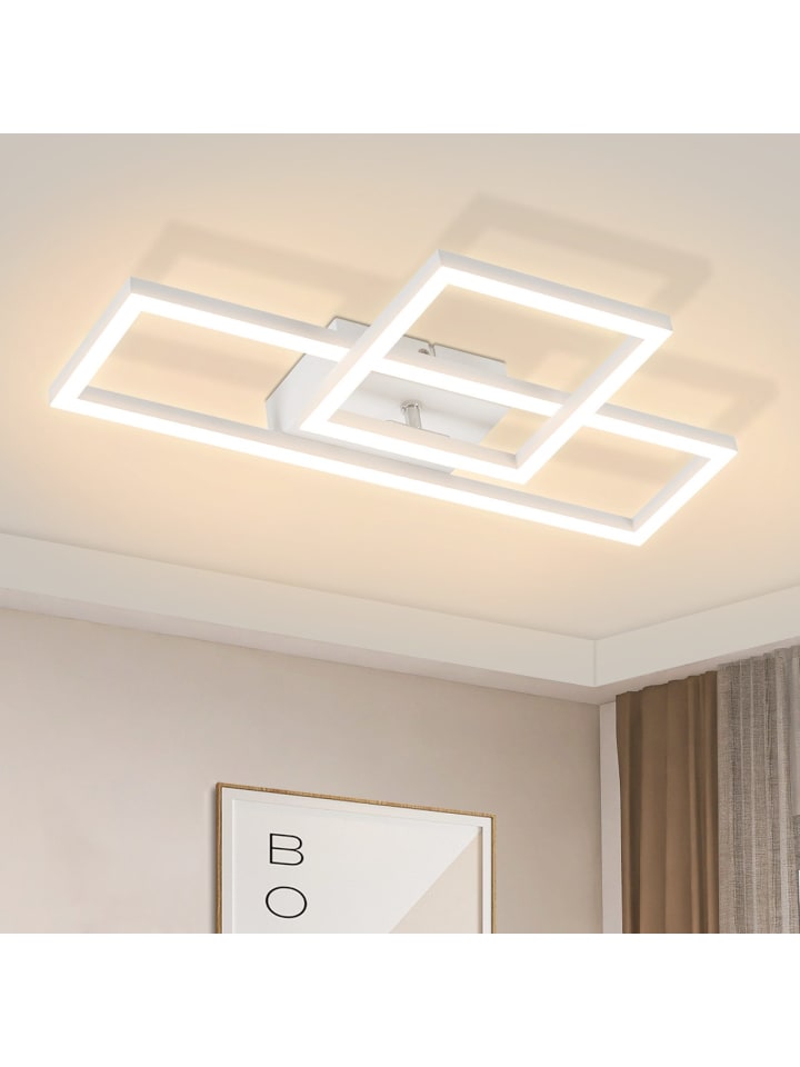 Deckenleuchte LED in weiß 2-flammige eckig Modern 20W 3000K warmweiß Flurlampe