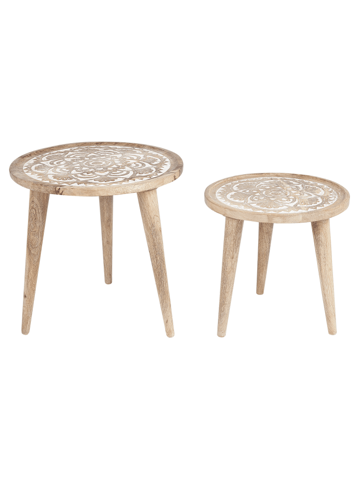 2er-Set Tisch Set SAKITA in Braun/Weiß