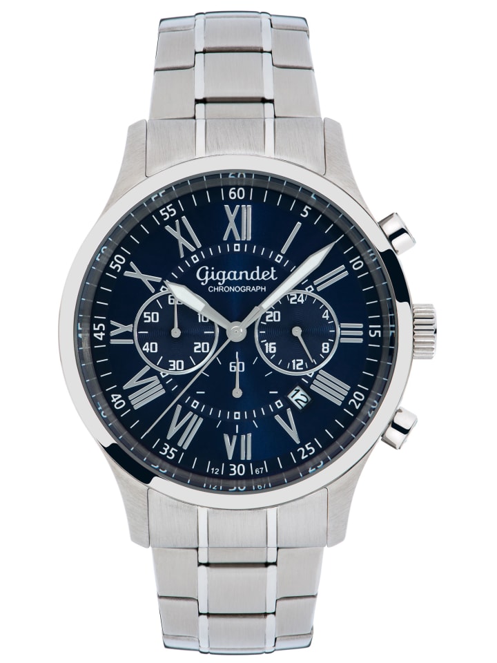 Quarzuhr Chronograph "VERNISSAGE" in Silber/Blau