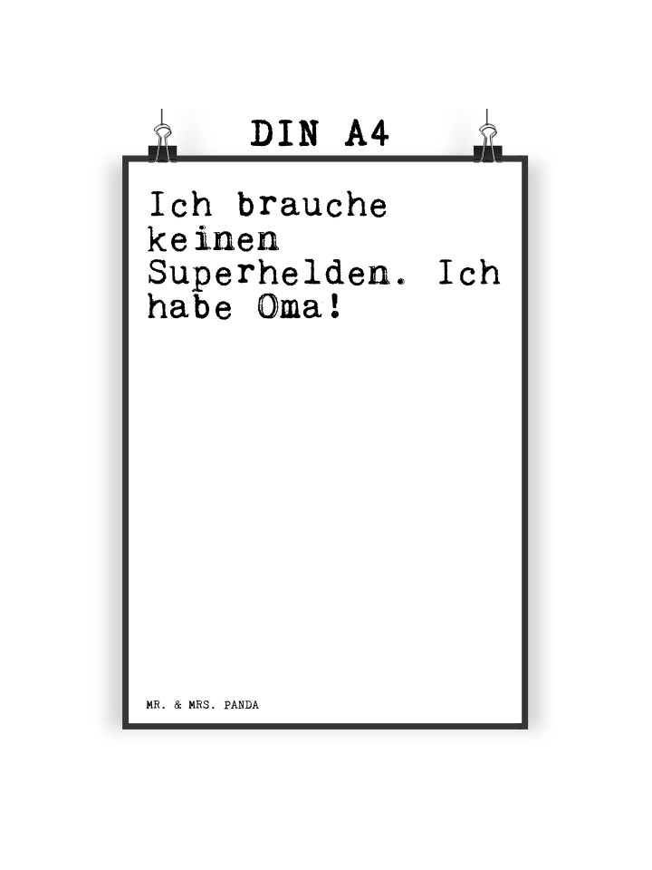 Poster Ich brauche keinen Superhelden.... mit S... in Weiß