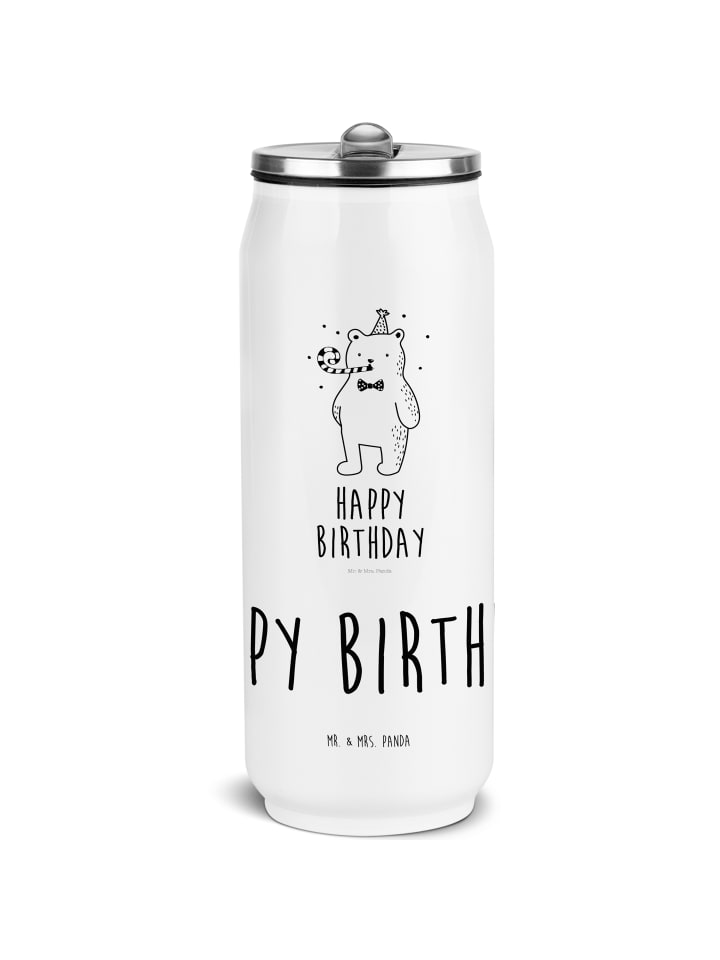Trinkflasche Bär Geburtstag mit Spruch in Weiß