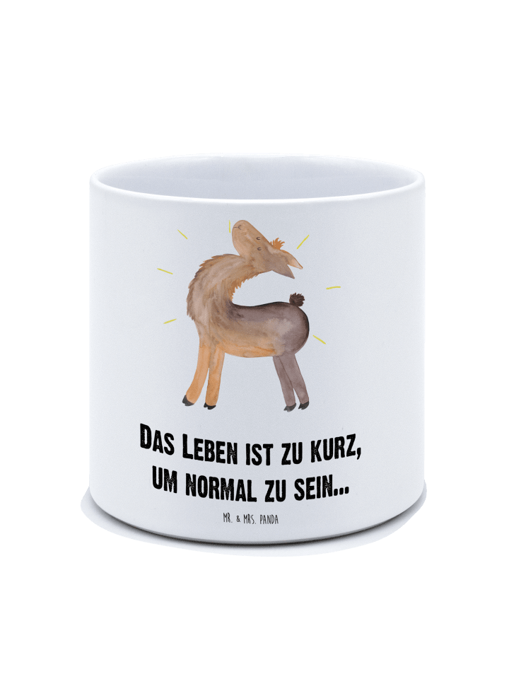Pflanzkübel Lama Stolz mit Spruch in Weiß
