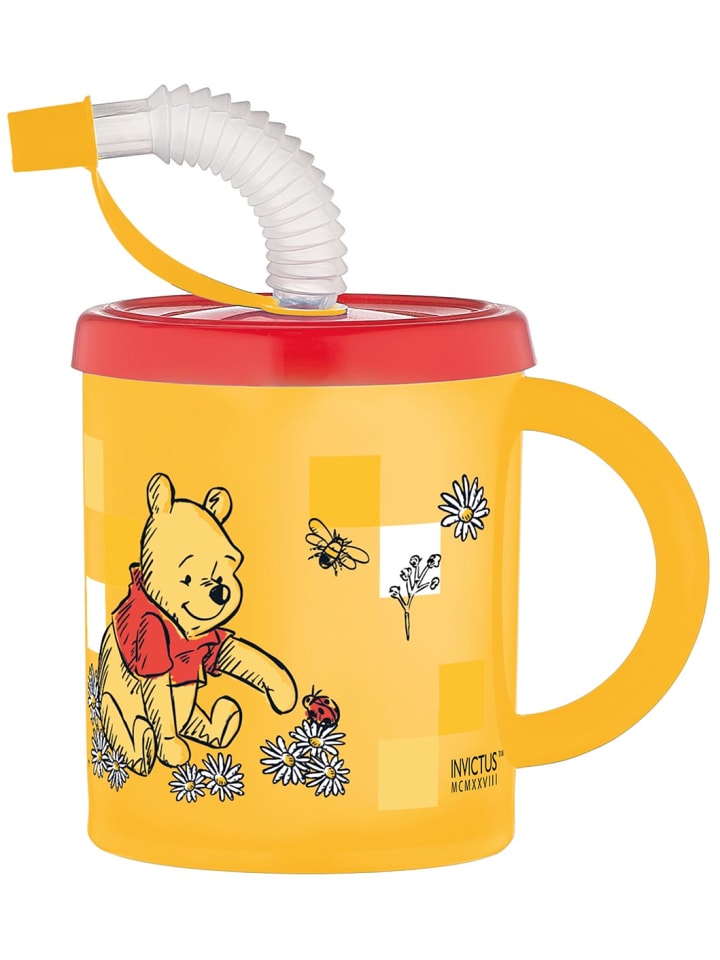 Trinkbecher Winnie Pooh mit Strohalm in Gelb - 210ml
