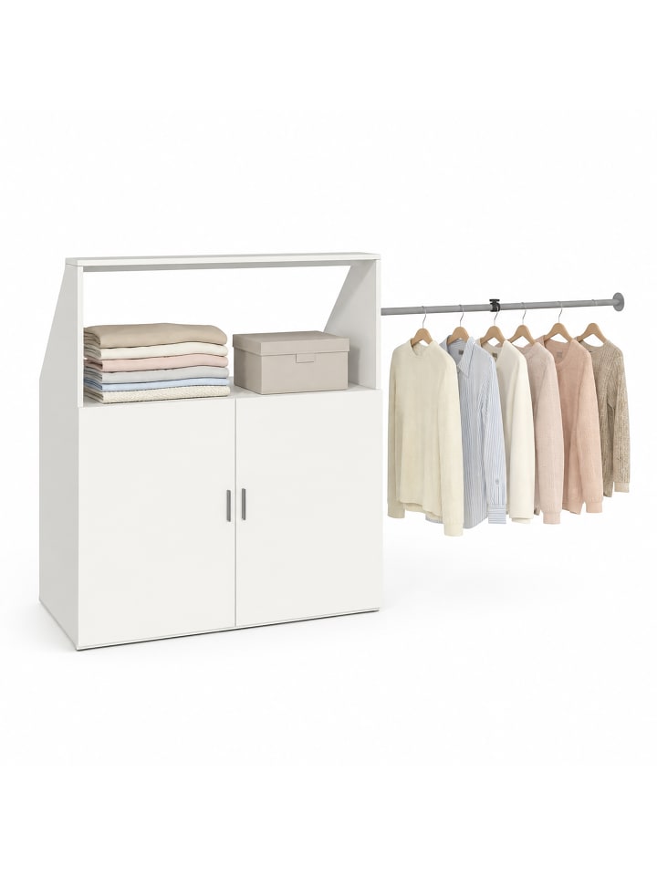 Dachschrägen Kleiderschrank mit Stange Dacho M in Weiß