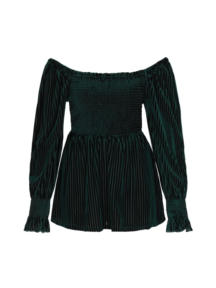 Women Blouse in Black Green