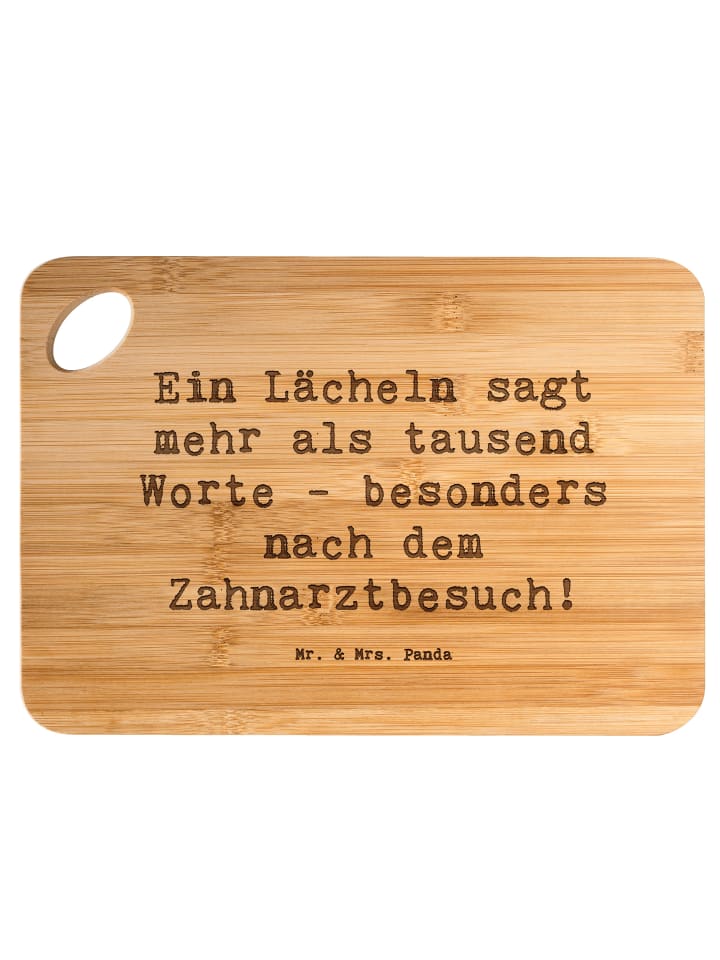 Schneidebrett Spruch Zahnärztin Lächeln mit Spruch in Braun