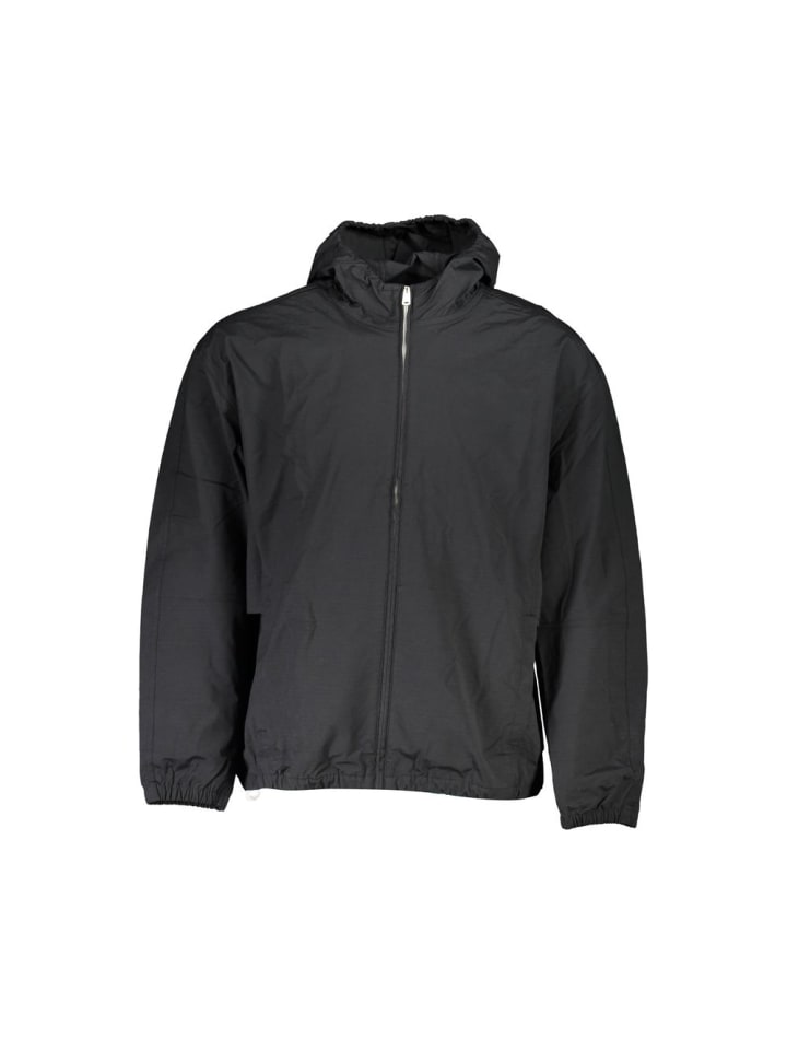 Schwarz Baumwolle Herren Jacke