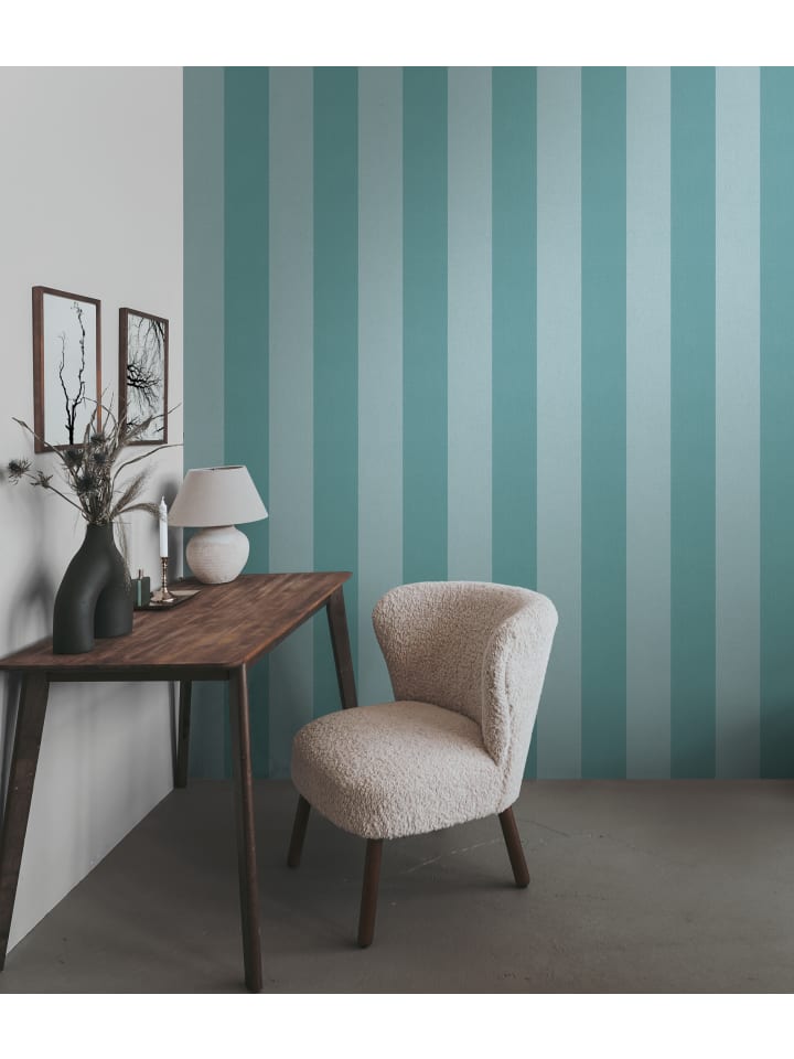 Tapete Coastal Stripes in Aqua-Blau