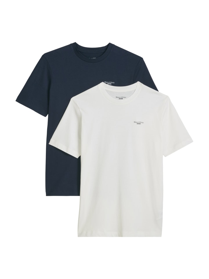 T-Shirt 2er Pack in Weiß/Dunkelblau
