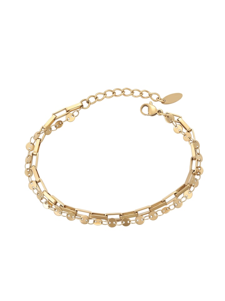 Women Double Strand Chain Link Bracelet in Gold