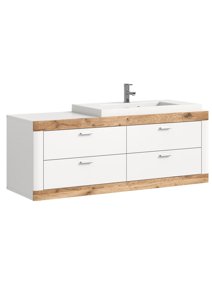 Waschbeckenunterschrank  (B/H/T: 132x50x48 cm) in weiß