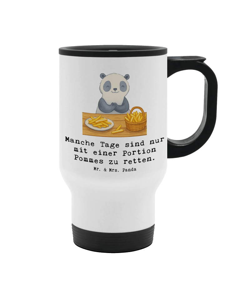 Kaffeebecher Panda Pommes Gebet mit Spruch in Weiß