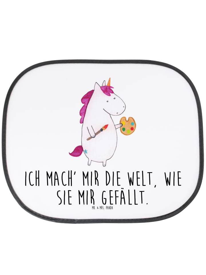 Sonnenblende Einhorn Künstler mit Spruch in Weiß