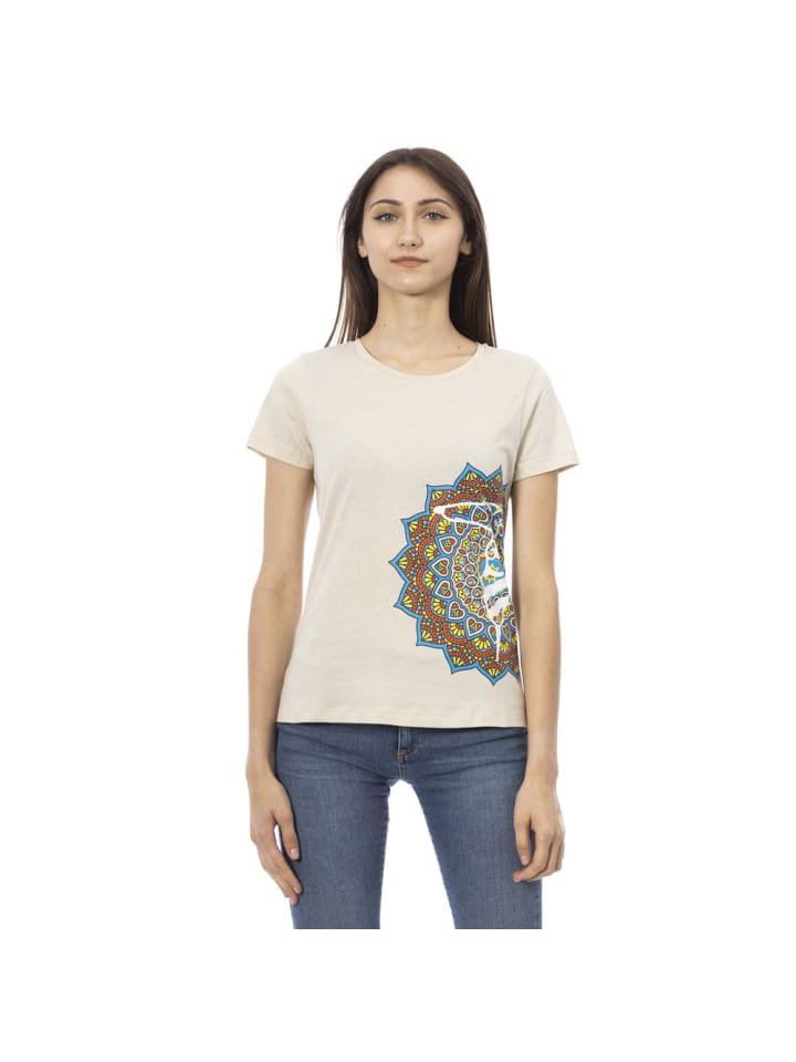 Beige Baumwolle Damen T-Shirt