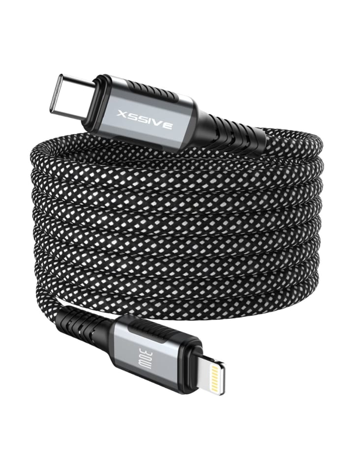 Xssive Magnetisches Wickelkabel 30W USB-C auf 8-Pin XSS-MGC-CL1M in Schwarz