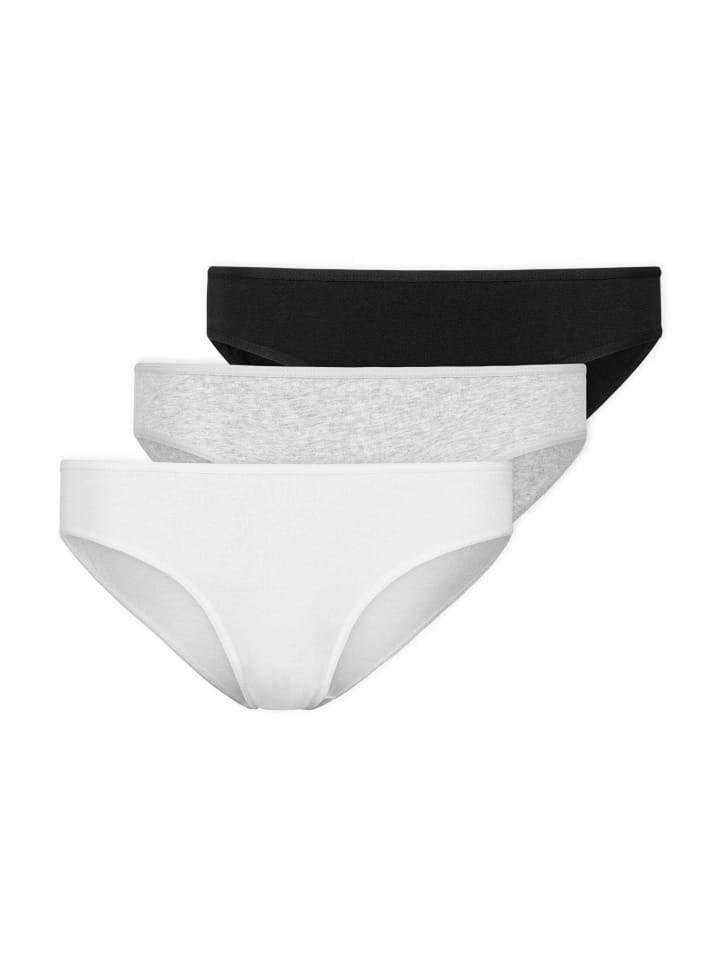 Damenslips aus Bio-Baumwolle Mix (Weiß/Hellgrau/Schwarz) 3 Stück