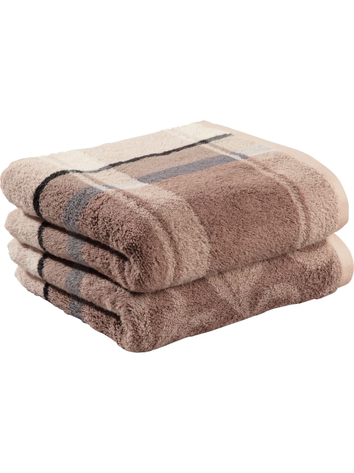 Jacquard Duschtuch 2er-Pack Ludwigsburg in braun