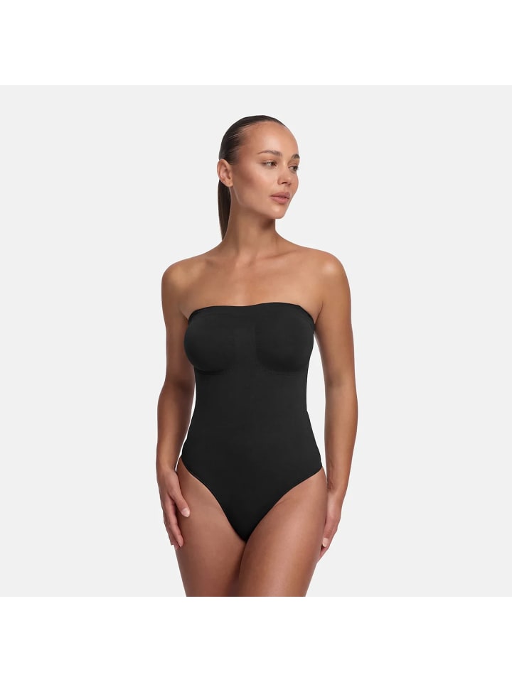 Figurformender Body mit Slip in Schwarz