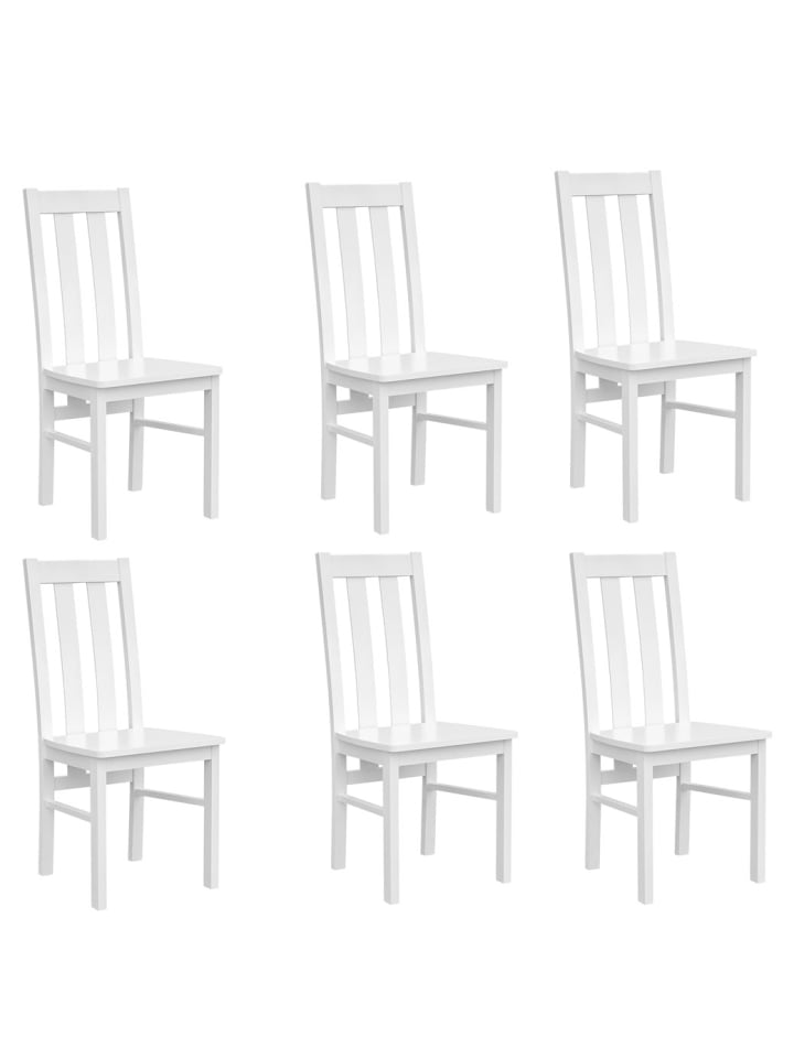Stühle 6er Set Belluno Elegante Kiefer weiß (RAL9010) lackiert 43 / 42 / 96cm