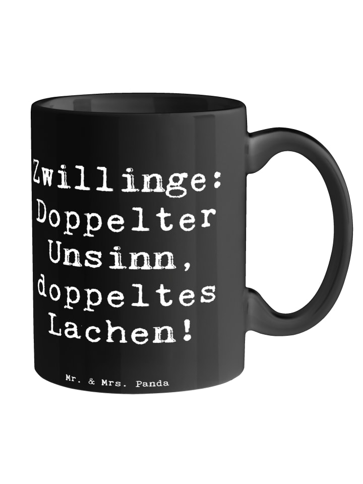 Tasse Zwillingsgeschwister Spaß mit Spruch in Schwarz