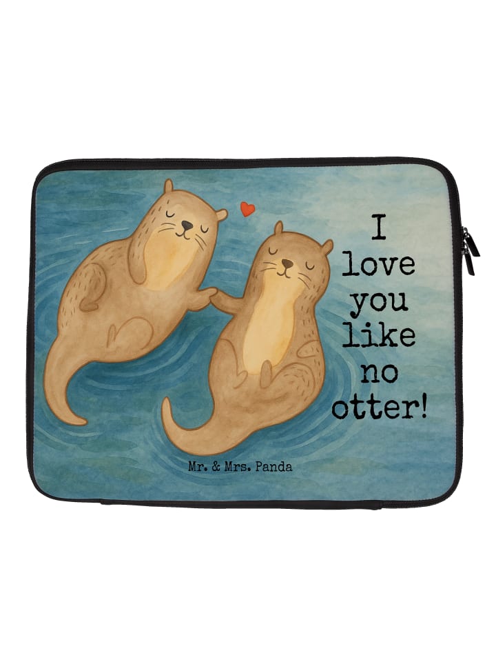 Laptop Tasche Otter Hände halten Design mit Spruch in Weiß