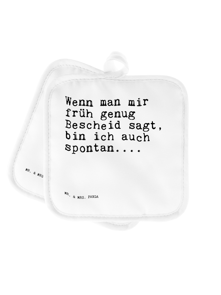 Topflappen Wenn man mir früh... mit Spruch in Weiß
