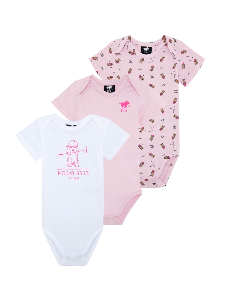 Body im 3er-Pack mit kurzen Ärmeln in Pink