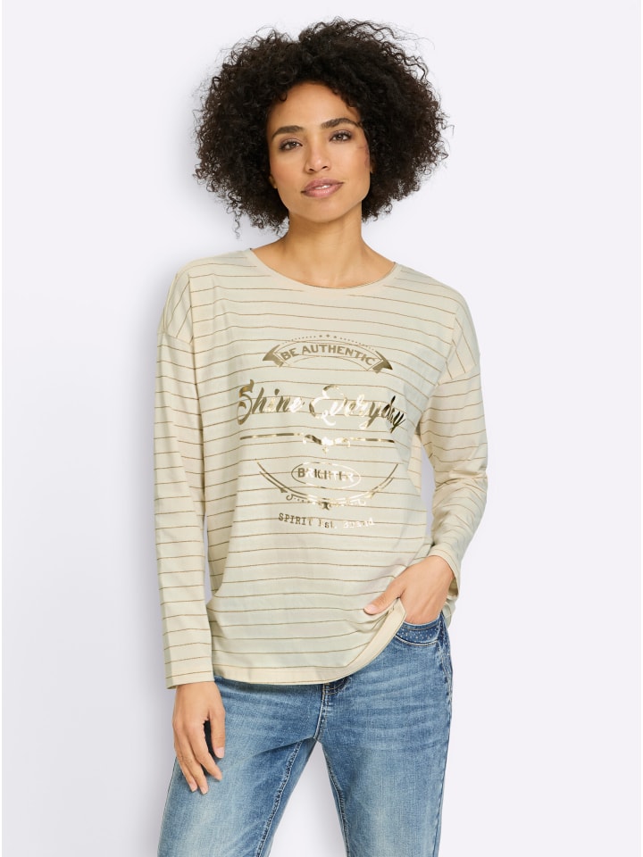 Ringelshirt in champagner-goldfarben-geringelt