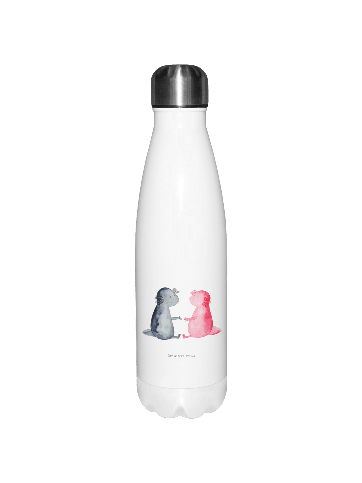 Trinkflasche Edelstahl Axolotl Liebe ohne Spruch in Weiß