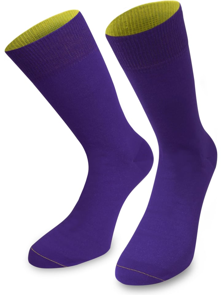 1 Paar Socken Bi-Color in Lila/Limette