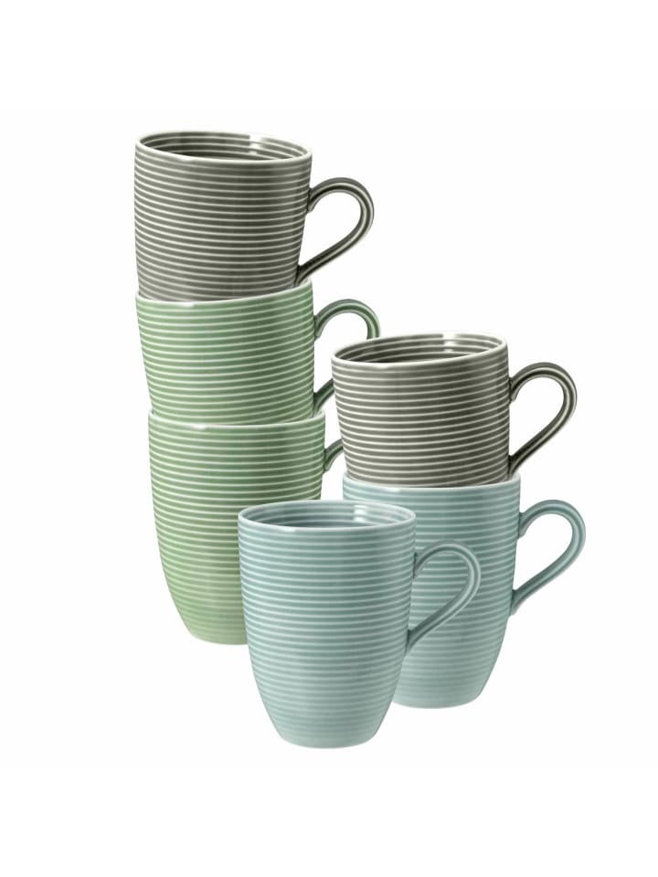 6er Set Kaffeebecher Beat Color Glaze in Bunt 350 ml