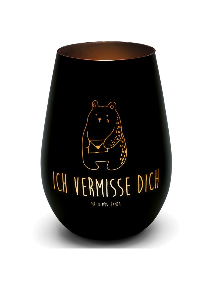 Laterne Bär Vermissen mit Spruch in Schwarz
